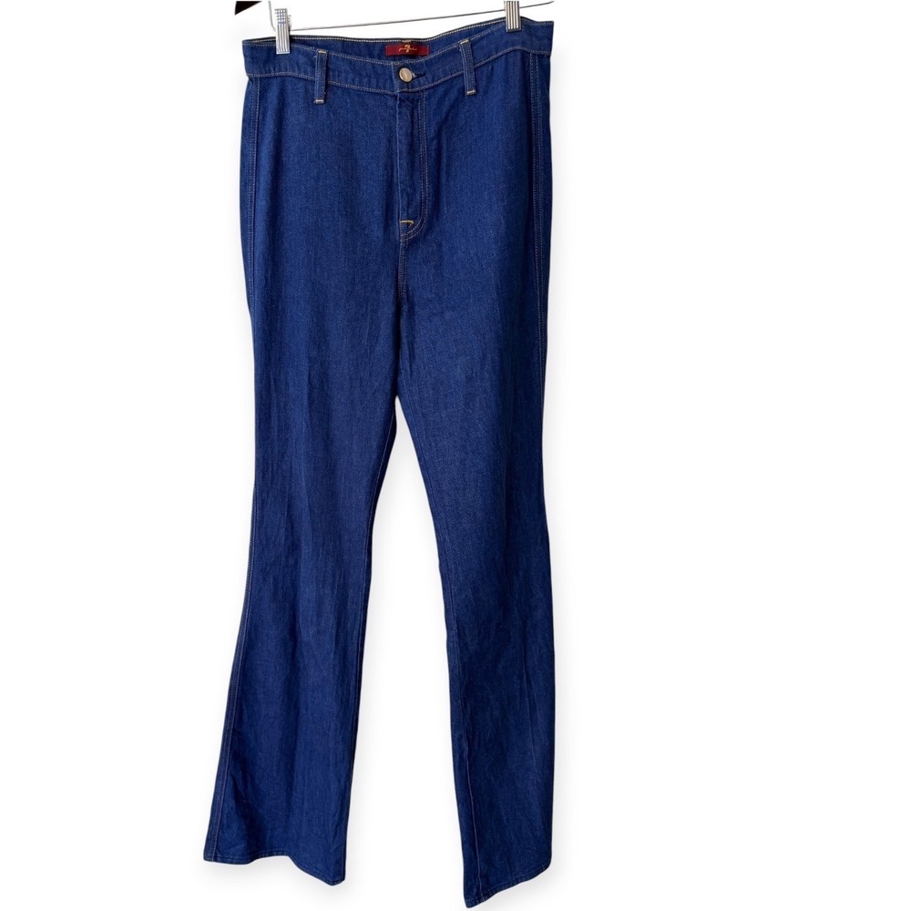 7 For All Mankind A Pocket High Waisted Flare Jeans Dark Wash Size 30